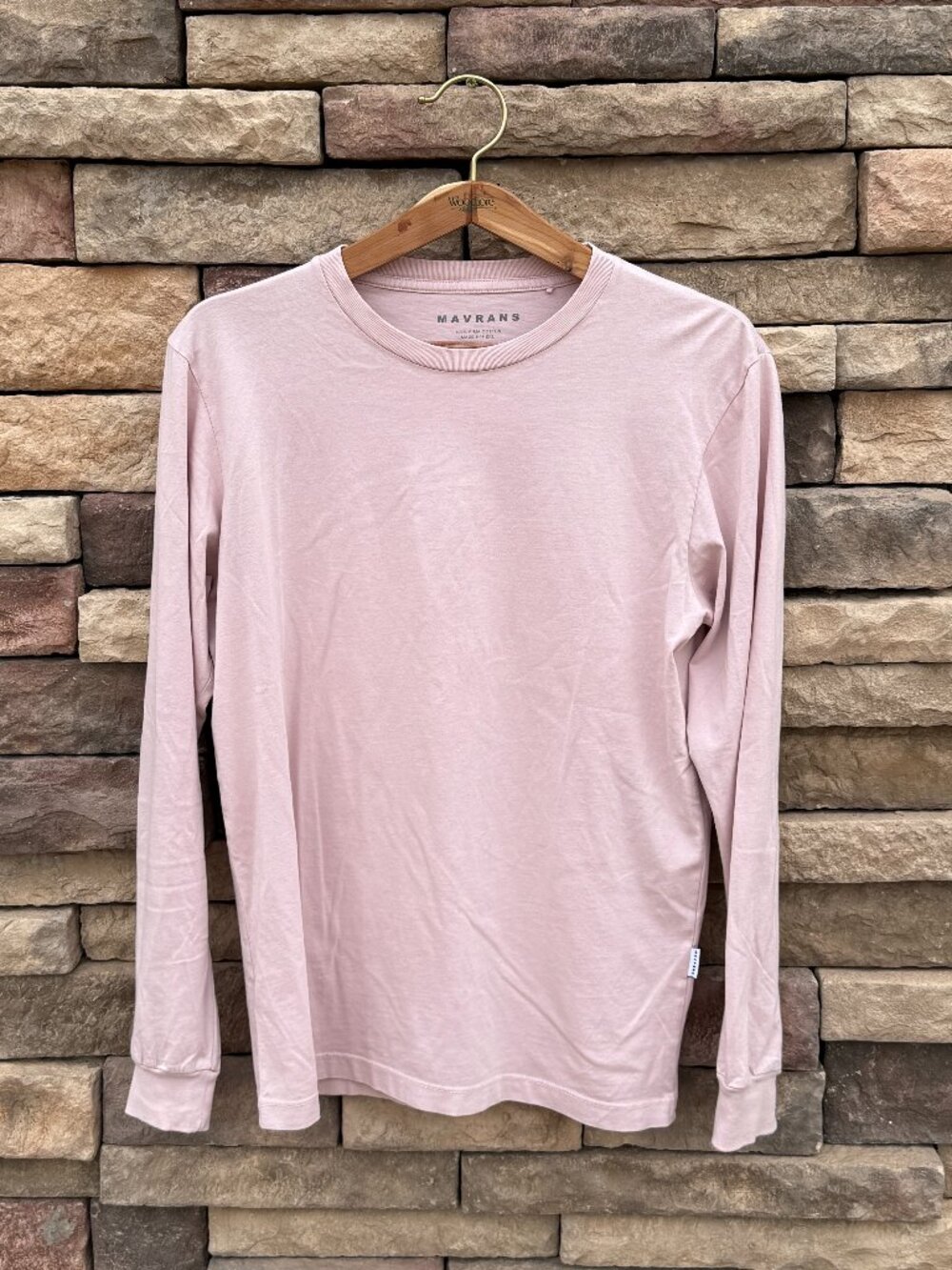 Mavrans Men’s Long Sleeve Shirt – Pink – Size Small (Pima Cotton)